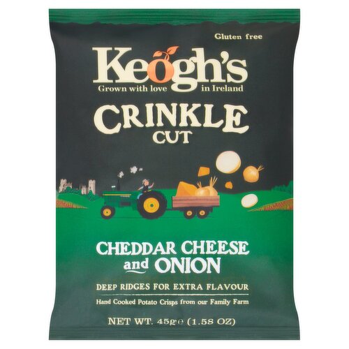 Chips ondulées au cheddar irlandais et à l'oignon rouge Keogh's (125 g)