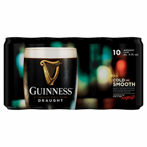 Bière Guinness Draught Stout, pack de 10 canettes de 440 ml