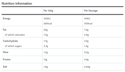 SuperValu Signature Tastes 9 Irish Pork Breakfast Sausages (338 g)