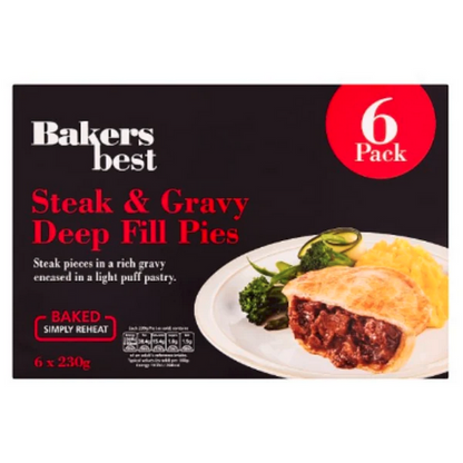 Bakers Best Steak & Gravy Deep Fill Pies 6pk