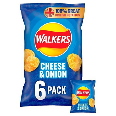 Walkers Cheese & Onion Crisps 6pk (6x25g)